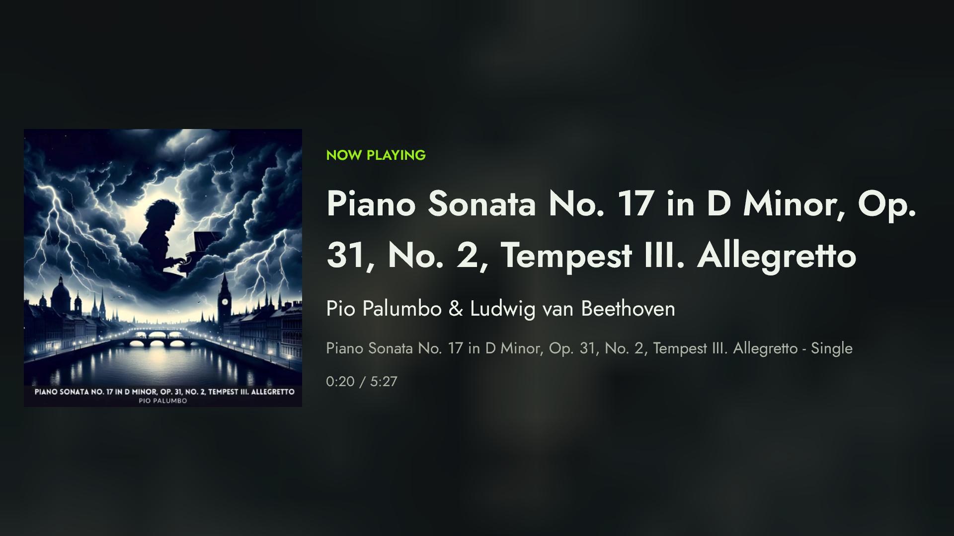 AirSofa’s now-playing view showing album artwork, song title, artist and playback progress.